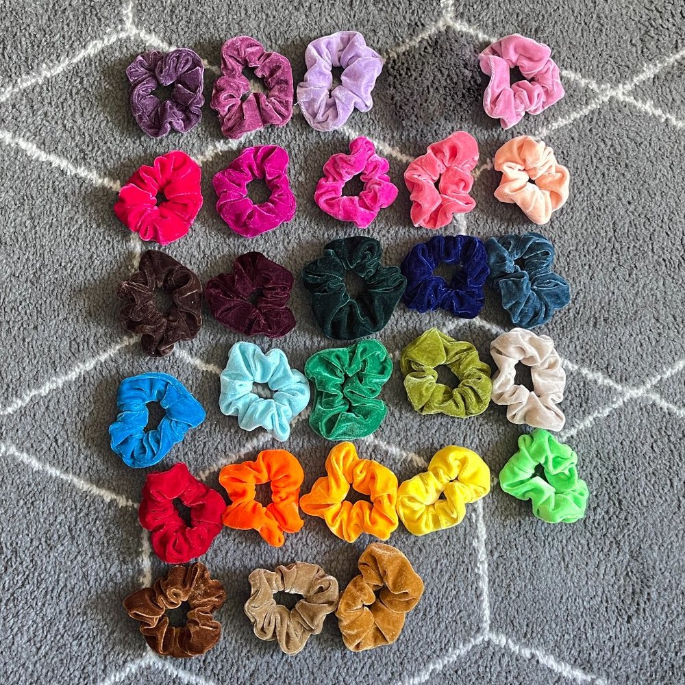 Velvet Hair Scrunchies, Soft Hair Ties - BUNDLE PACK